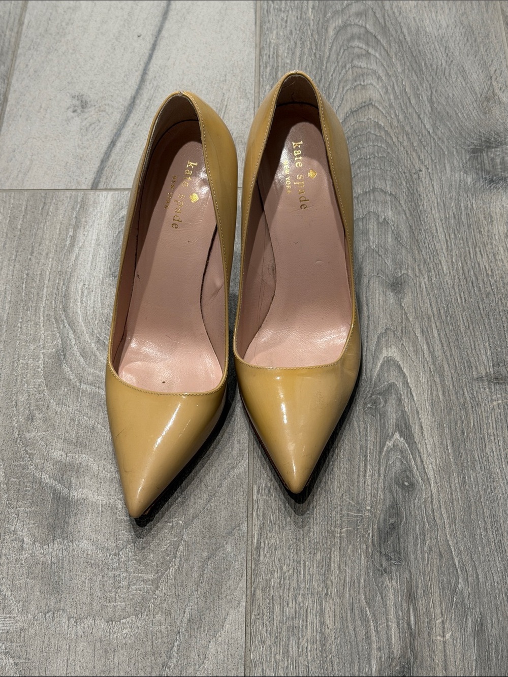 kate spade nude Patent Pointed-Toe Pumps- 37 1/2